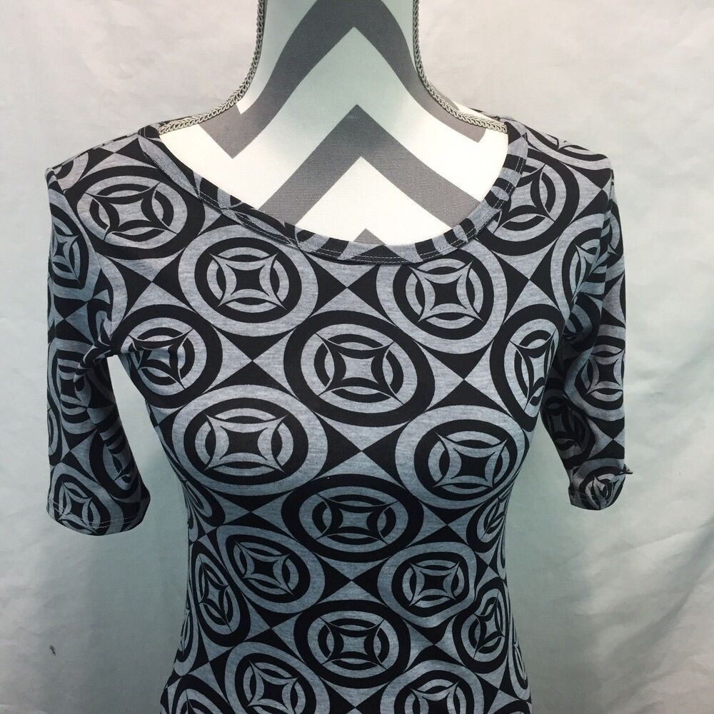 LuLaRoe Fitted DRESS Geometric Black & Gray XXS I17
